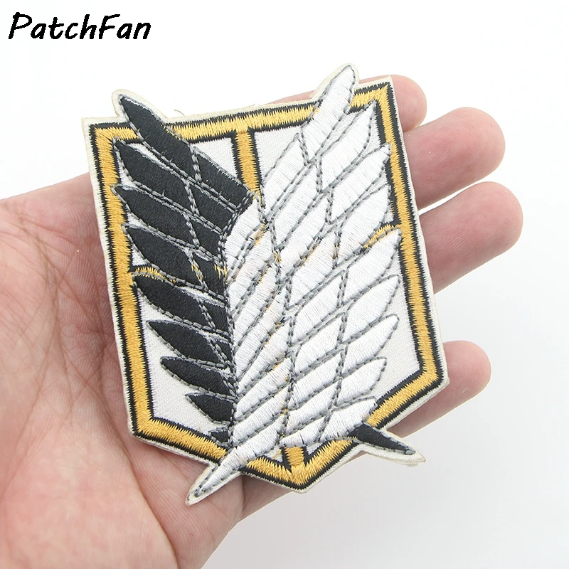 

10pcs/lot Patchfan Anime Cartoon Iron on sew on Anime Attack On Titan Embroidered Clothes Patch For Clothing Girls Boys A0036