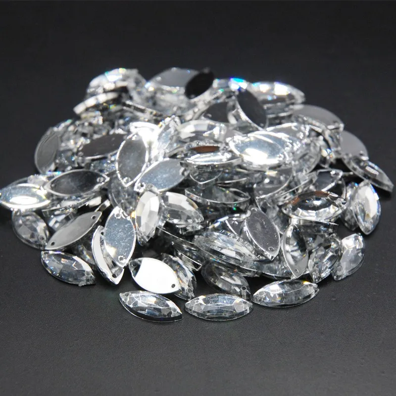 

Crystal Clear Rhinestones Sew On Acrylic Flat Back Horse Eye Gems Fancy Crystal Stones For Clothes Dress Arts Crafts Sewing