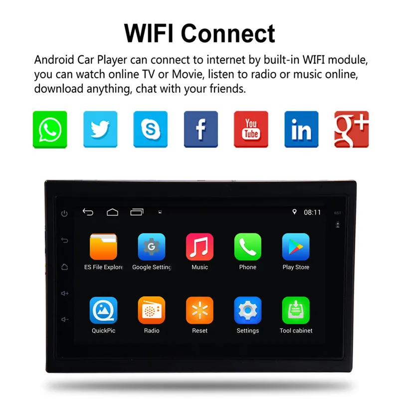 Sale Android 6.0 System 2 Din 7 inch Touch Screen MP5 Car GPS Navigator Multimedia USB WIFI Audio Video Player with 8led rear camera 2