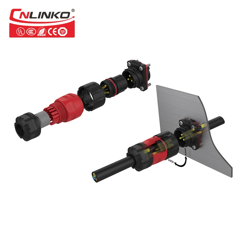 20 мм Размер установки пластик 3 Pin водонепроницаемый разъем панель монтажная