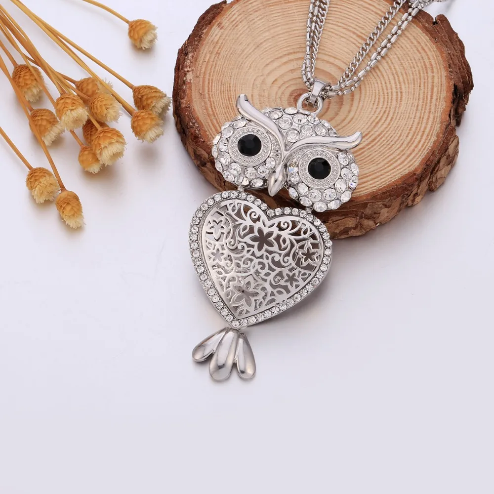 Женское длинное ожерелье с подвеской в вечерние совы|heart pendant necklace|necklaces for womenpendant
