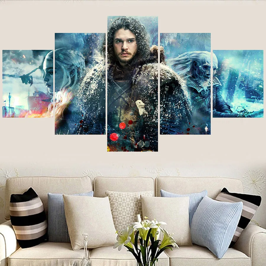 Home Decor Painting Movie Poster 5 Panel Game Of Thrones Modern Canvas