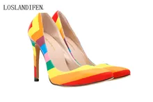 2016 The new rainbow series pointed stiletto heel pumps women’s fashion and star top High heels shoes Eur35-42 free shipping