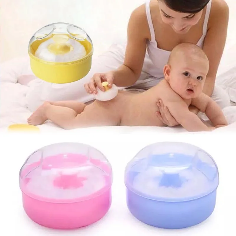 Мягкий безопасный Talcum Puff порошок с коробкой для хранения случайный цвет Дети
