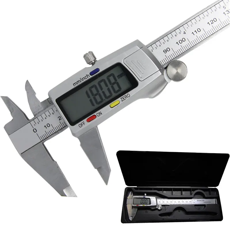 

Caliper Stainless Steel Digital Caliper 6 "150mm Messschieber paquimetro measuring instrument Vernier Caliper with Box
