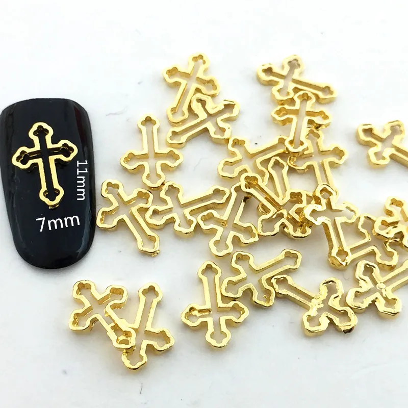 

10pcs/bag newest Japan Korea 3D Nail Art Decoration Metal Kawaii Fahion Hollow Cross DIY Charm Nail Styling Tools