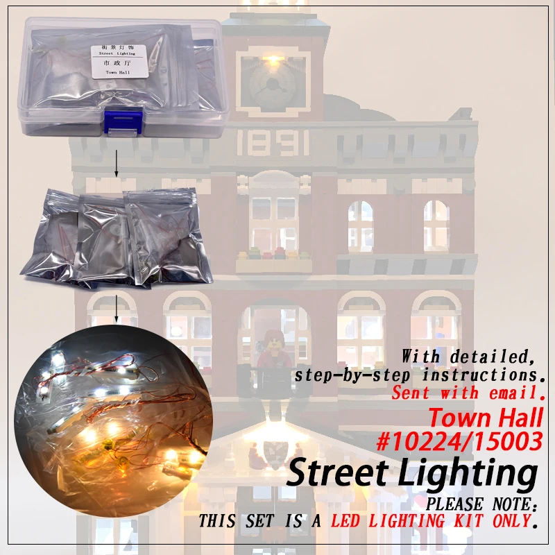 

Led Light Set (only light included ) For legoings 10224 Town Hall Compatible 15003 Streetview Creator Building Blocks Bricks