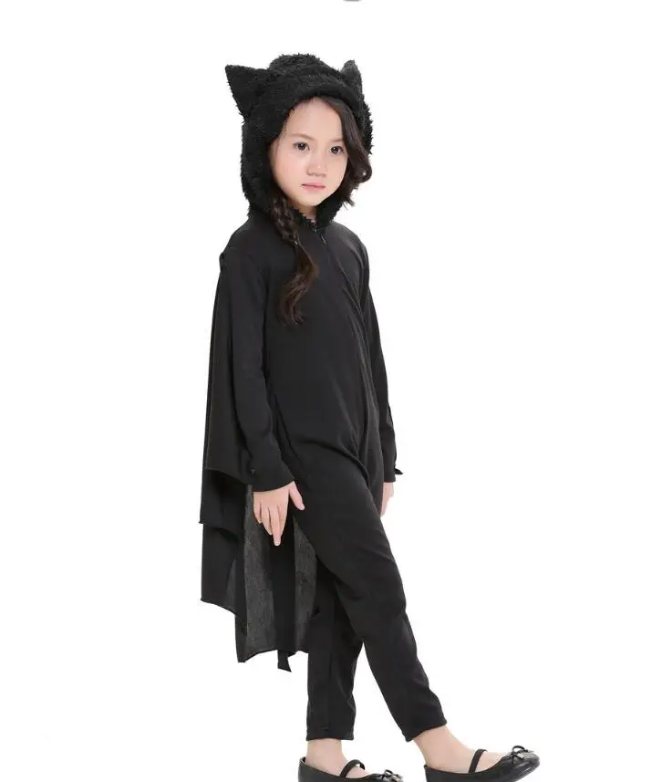 Kids halloween costume bat girl party fancy dress stage costume whole set 1