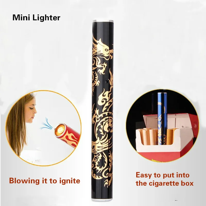 New Mini Electronic Cigarette Lighter USB Blowing a Windproof lighter Flameless Airflow Activation cigarette lighters | Дом и сад