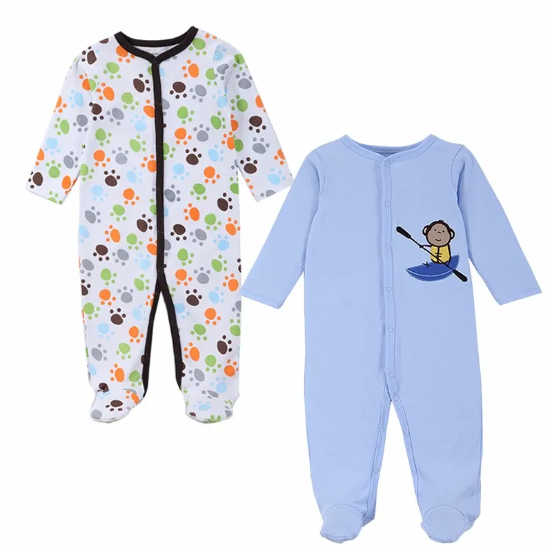 2 Pcslot Baby Clothes Baby Boy Girls Footed Romper Baby Rompers 100% Cotton Sleep & Play Clothes Baby Pajamas Newborn Clothing (3)