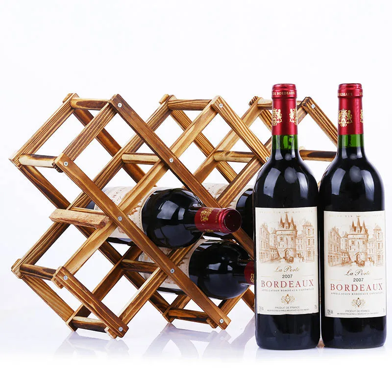 Качественные деревянные держатели для винных бутылок, креативные Практичные складные декоративные Шкафы для гостиной, красные винные витрины стеллажи для хранения - Цвет: 10Bottles-2