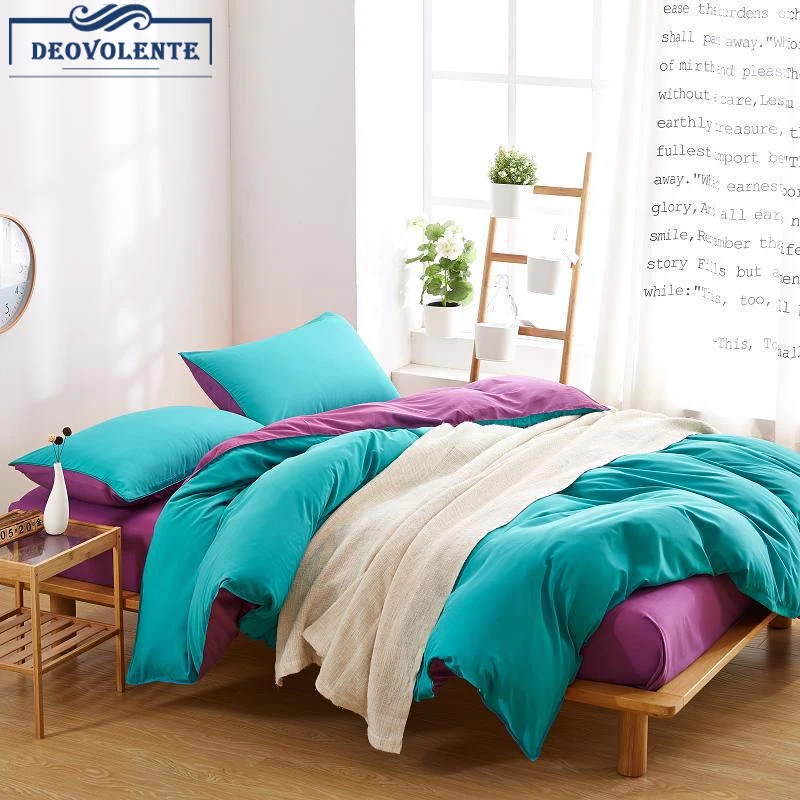 

Bedding Set 100% Polyester Cotton Household Solid Color Four Piece Suit Bedding Set Duvet Cover Bed Set Sheet Pillowcase