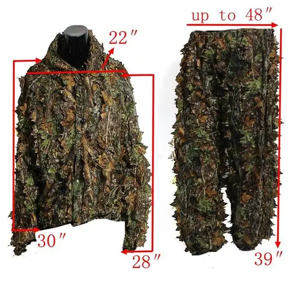 Открытый тактический Лесной Камуфляж Ghillie костюм наборы Военная 3D листьев джунглей Открытый Охота камуфляж снайпер костюм и плащ