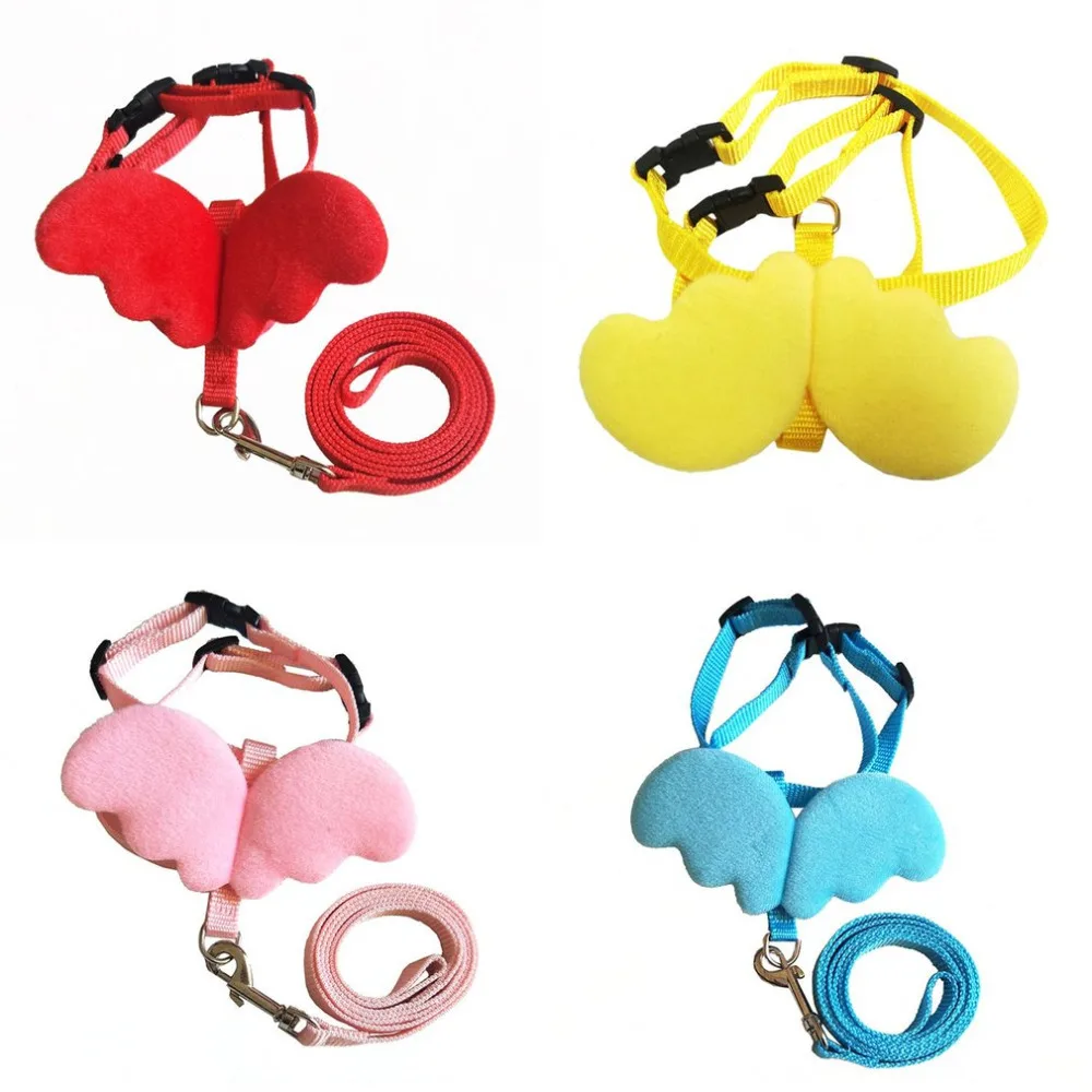 

2018 New Cute Pet Dog Leashes Collars Set for Small Pet Adjustable Dog Harness with Angel Wings Nylon Strap Pet Accessories