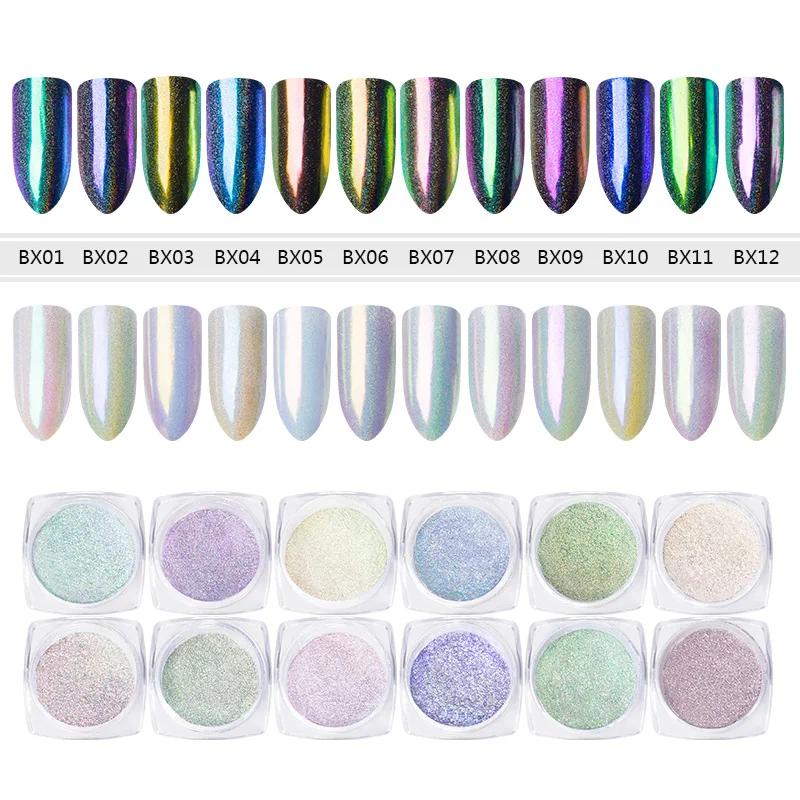 Mtssii зеркальный блеск для ногтей Порошковая голографическая ...