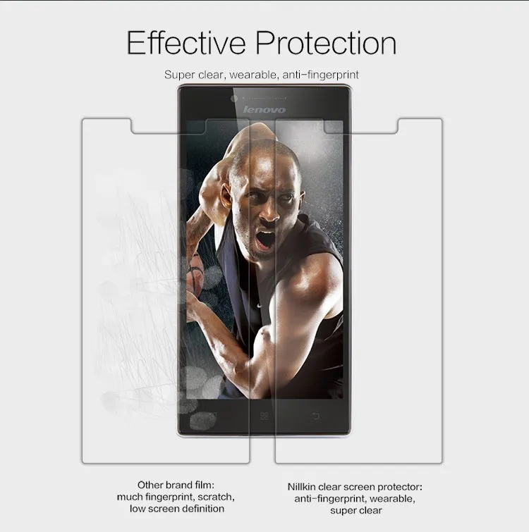 NILLKIN Super Clear Анти отпечатков пальцев Экран протектор Плёнки для Lenovo P70 HD Защитная Плёнки для Lenovo P70 по розницу пакет