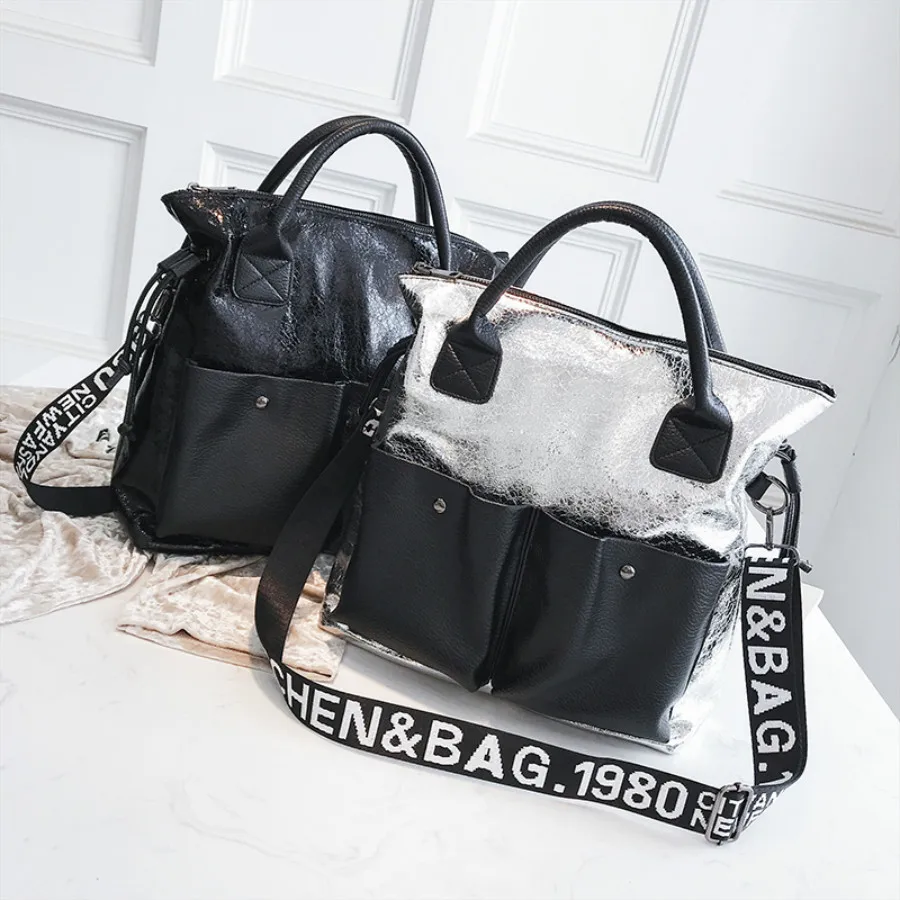 

Cusual PU Leather Women Handbags Letters width Shoulder Bag Large Capacity Tote Bag Crossbody Bags For Women bag sac a main 2019