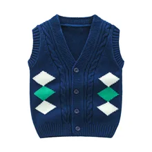 Новинка; модный стиль для маленьких мальчиков вязаный жилет пальто для мальчиков «кроше»; хлопковый жилет; детская Одежда высшего качества Свитера без рукавов для Для детей возрастом от 2 до 8 лет