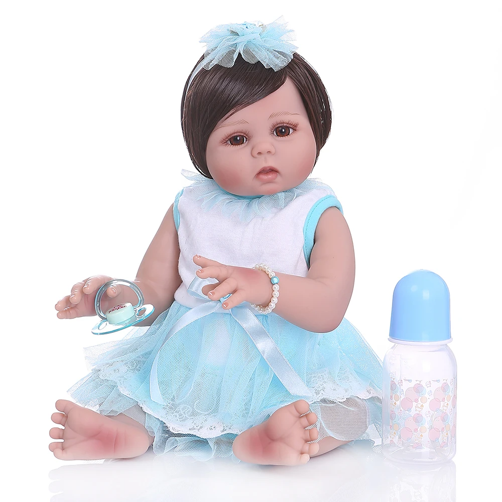 NPK 48 см Новорожденный bebe Кукла реборн девочка в загорелой коже полное тело силиконовая Мягкая Реалистичная кукла Ванна игрушка водонепроницаемый анатомический