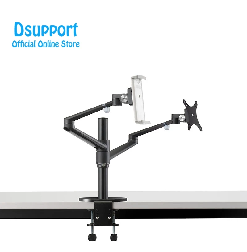 Aluminum Height Adjustable Desktop Dual Arm 17-32 inch Monitor Holder+10-17 inch Laptop Stand OL-3T Full Motion Mount Arm