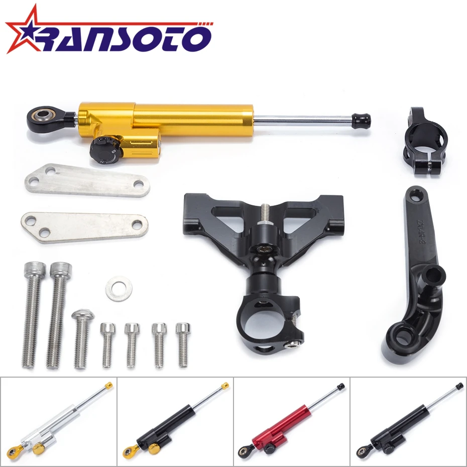

RANSOTO Motorcycle Steering Damper Stabilizerlinear Linear Stabilizer Bracket kit For Kawasaki ZZR1400 ZX-14R ZX14R 2006-2015