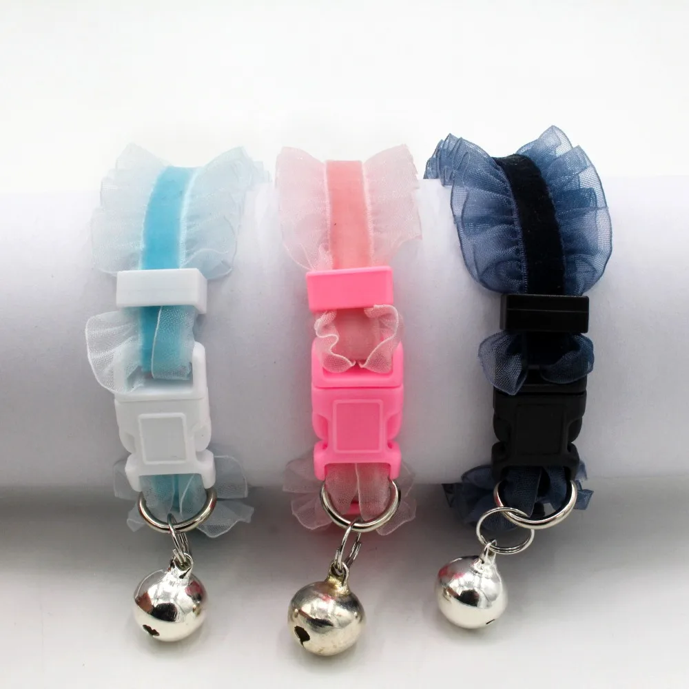 Pet Cat Dog Collar Kitten Bells Safety Cute Lace Stretch Quick Release Pet Puppy Cat Collar Supplies Soft Collar Pet Cat Dog Collar Kitten Bells Safety Cute Lace Stretch Quick Release Pet Puppy Cat Collar Supplies Soft Collar