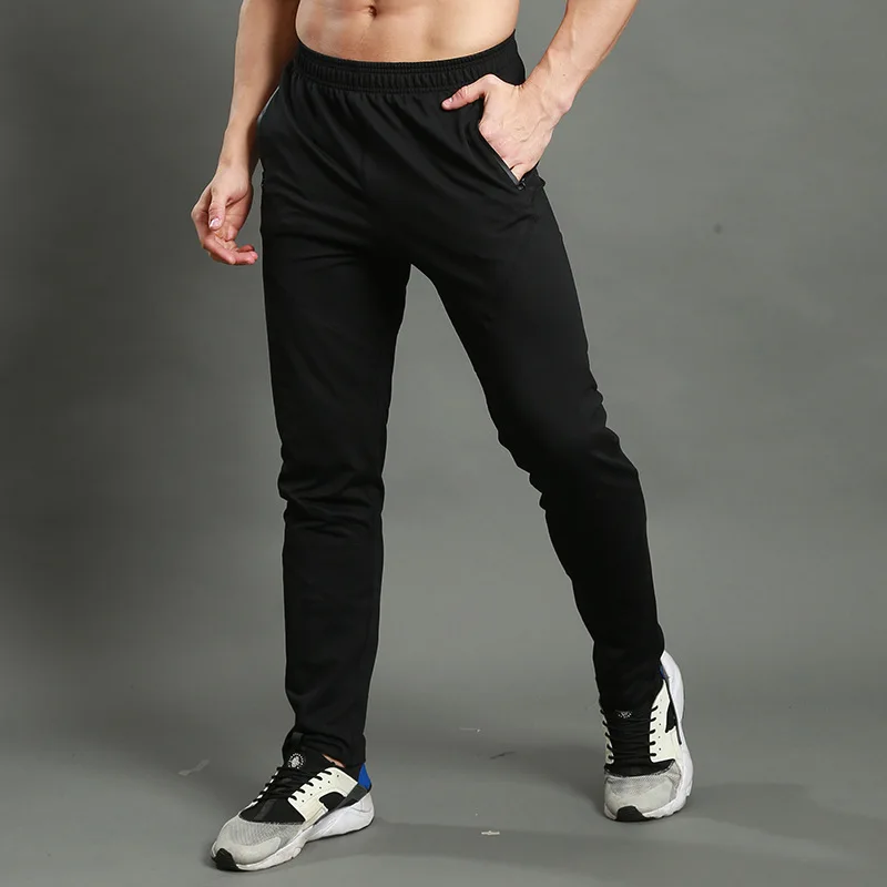

Sports Running Pants Men's Gym Fitness Elastic Drawstring Sweatpants Slim Running Training Pants Pocket Zipper Jogging Trousers
