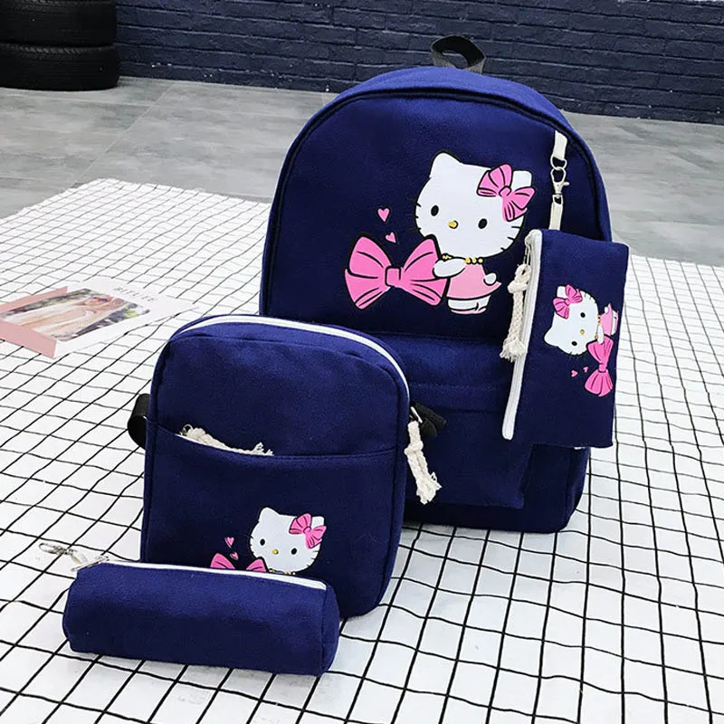 Hello kitty, мультяшная сумка для девочек, сумка через плечо, 4 в 1, детские игрушки, сумка для девочек, брезентовый плюшевый рюкзак, лучшие подарки для взрослых девочек - Цвет: D
