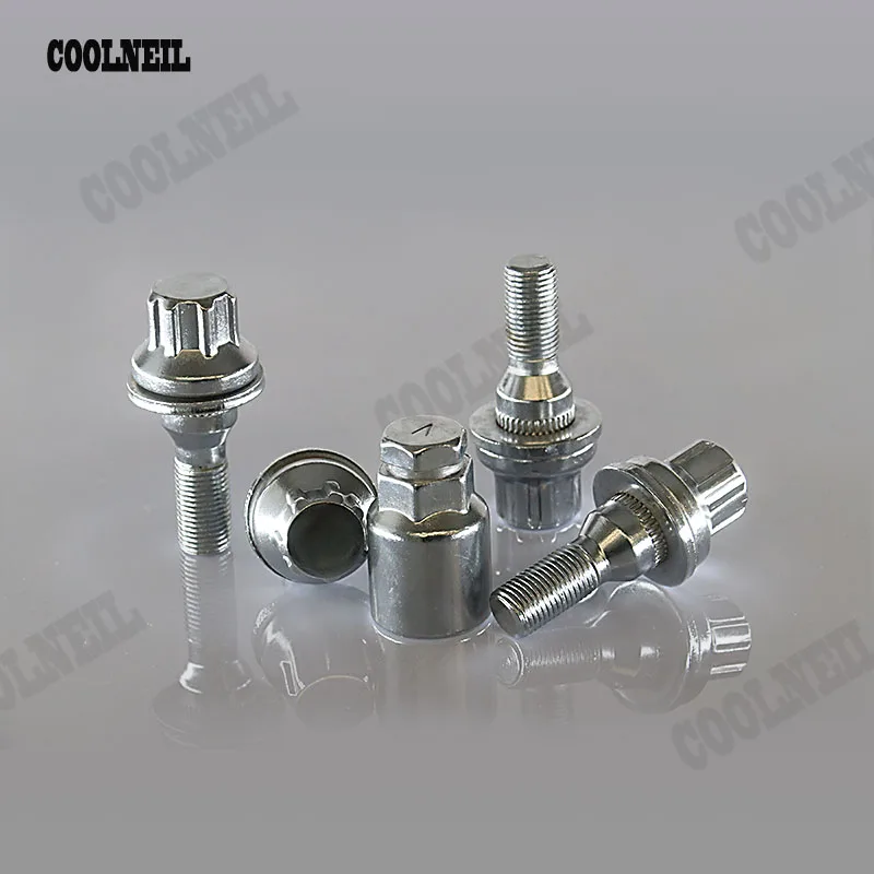

Wheel Lock Anti Security Iron Lug Bolt 4 BOLTS + 1 Key 12mm X 1.25