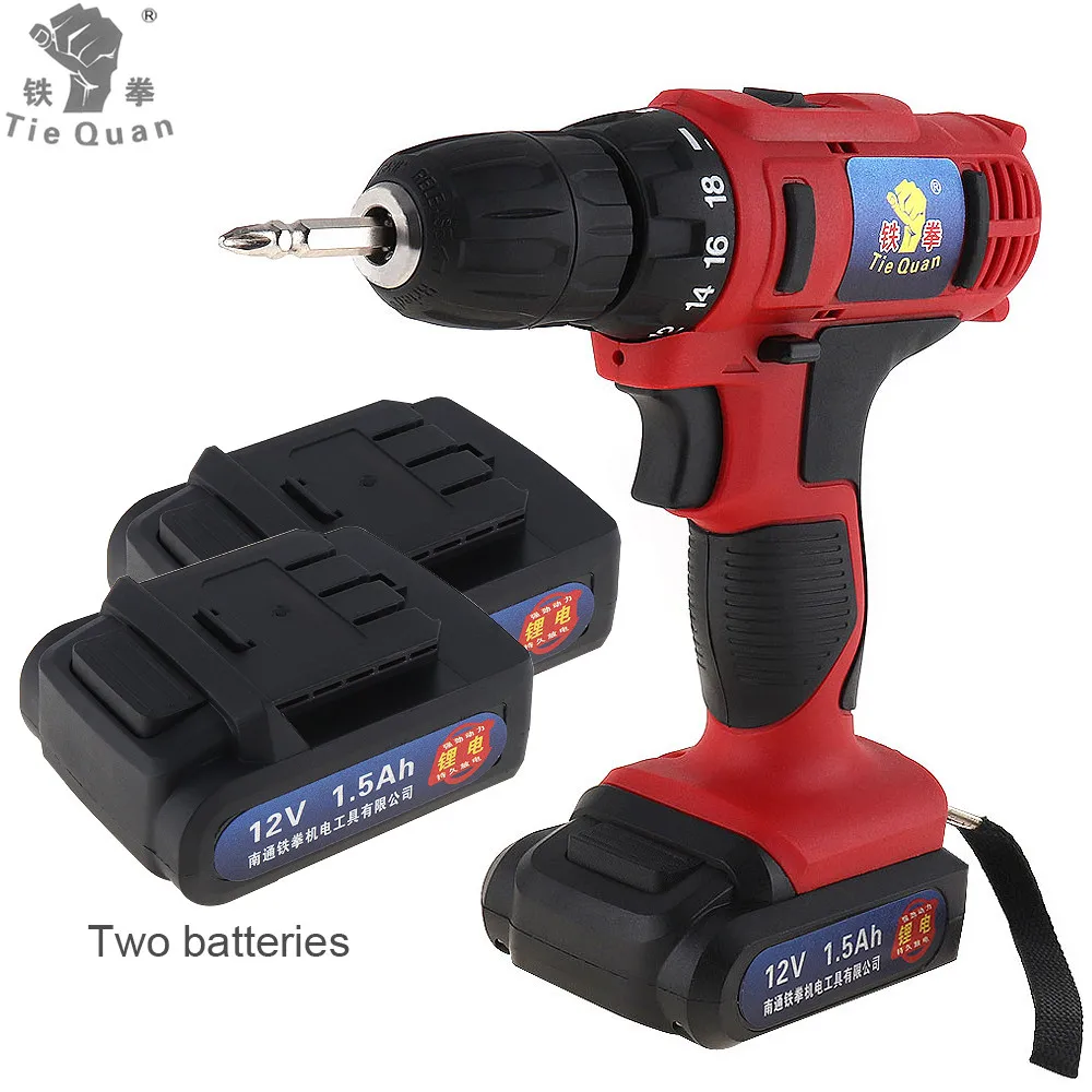 Cordless 12V Electric Drill Screwdriver Lithium Li ion Battery Two