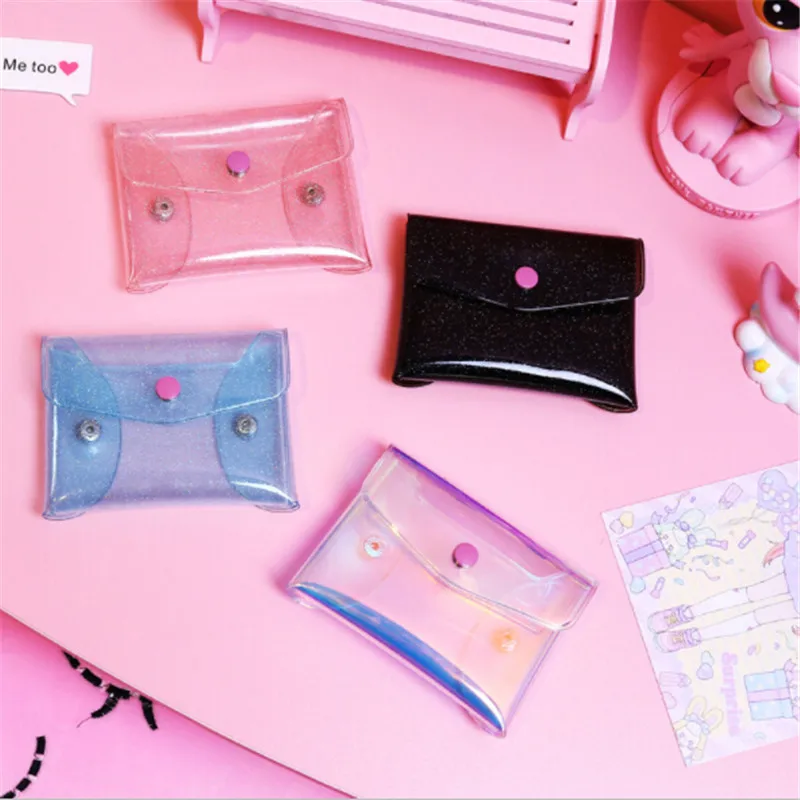 

LKEEP Kawaii Laser Coin Purses Translucent Money Bag Students Rainbow Jelly Change Purse Small Fresh Girl Coin Pouch Mini Clutch