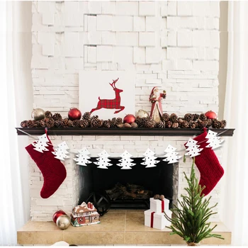 

9 Pcs Christmas trees Happy New Year for 2017 Banner Christmas Paper Garland Ornament Christmas Decorations For Home Xmas Favors