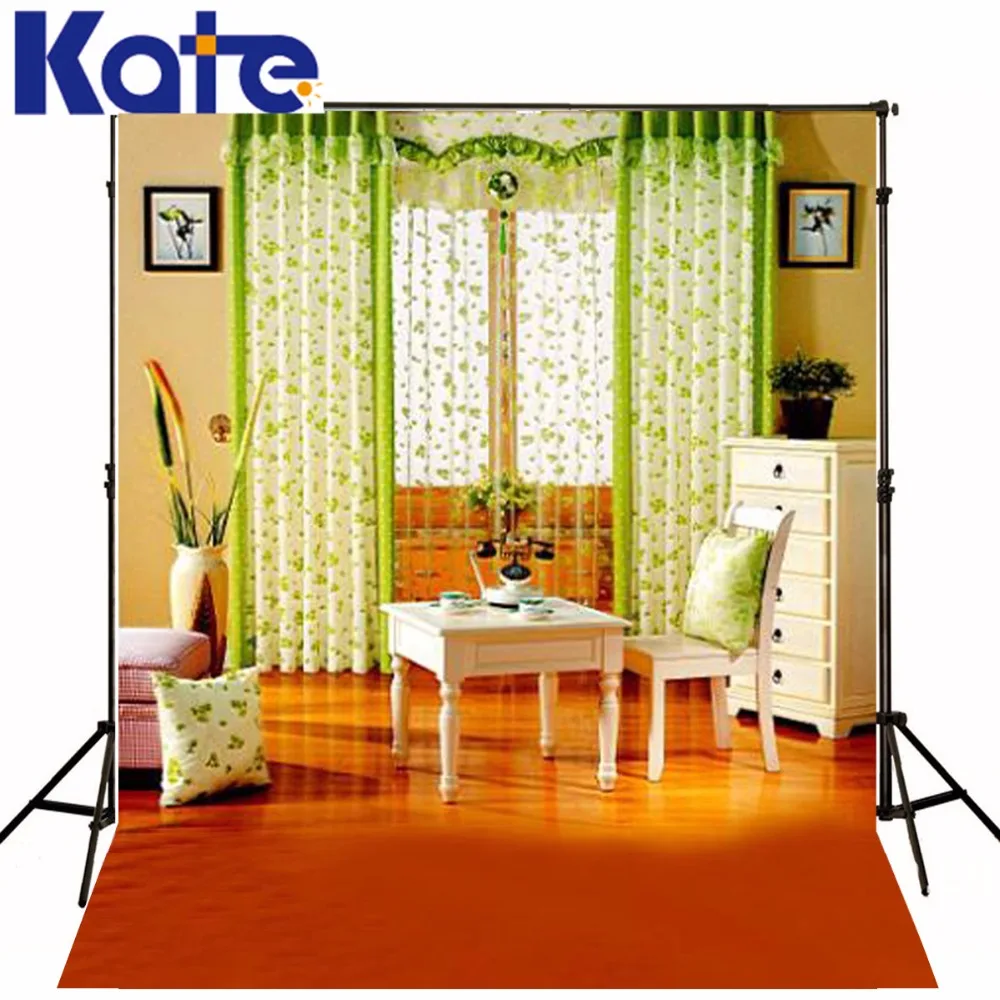 

200Cm*150Cm Backgrounds Transparent Pattern Double Curtains And Chairs Bench Photography Backdrops Photo Lk 1277