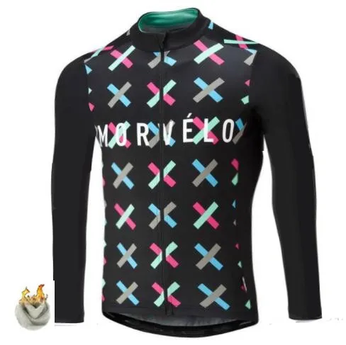 2019 Morvelo зима термальность флис для мужчин's Велоспорт Джерси с длинным рукавом
