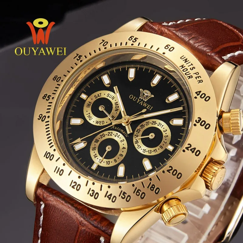 2016 NEWEST OUYAWEI Gold mechanical font b watch b font font b Top b font Brand