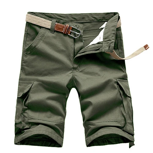 HOT 2019 Summer Cotton bermuda masculina overalls Cargo loose Solid Knee Length tactical Multi pocket short erkek homme