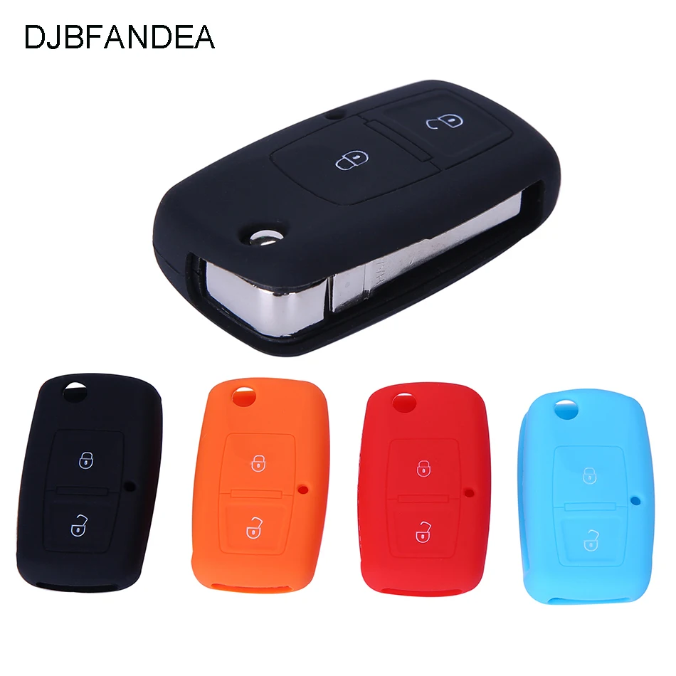 DJBFANDEA 2 кнопки автомобильный ключ чехол силиконовый для Volkswagen VW Amarok Polo Golf MK4 Bora Jetta