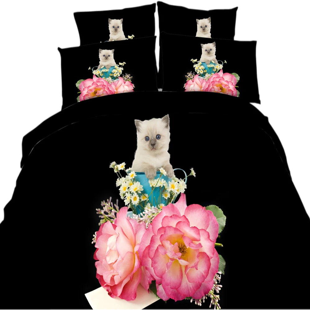 Yeekin новый дизайн домашнего текстиля мягкие удобные кошка печати постельные принадлежности Прекрасный животных хлопок простыня