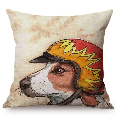 Nordic Comic Funny Dog Pilot Motorcycle Driver Home Decoration Throw Pillows Cases Humorous Dog Cosplay Roles Sofa Cushion Cover M083-5