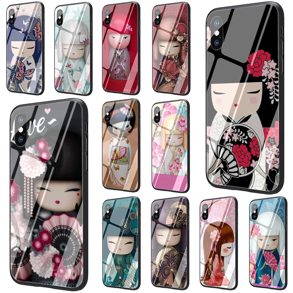 Kawaii японский Kokeshi кукла закаленное стекло чехол для телефона iphone SE 2020 5 5S 6 6S Plus 7 8 X