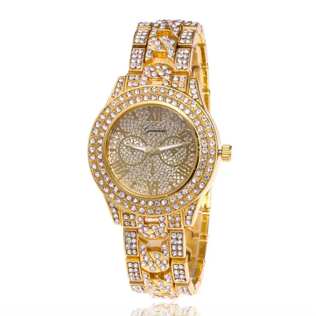 

New Fashion Metal Band Round Analog Quartz Wrist Watch Bracelet Easy To Read 24cm Bangle Complete Schedule