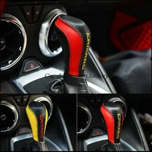1pcs For Chevrolet Chevy Camaro 2016-2017 Sixth Leather Gear Gearbox joystick coverage car accessories