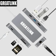 Тип usb C 3,1 к HDMI кабель RJ45 разъем SD Card TF слот PD адаптер USB-C Тип-C кабель Ethernet RJ 45 Thunderbolt 3 Узловая док-станция