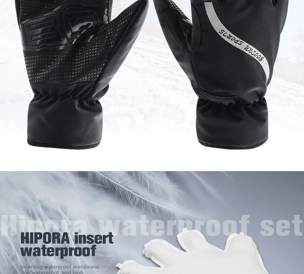 Мужские и женские Светоотражающие лыжные перчатки водонепроницаемые ветрозащитные зимние теплые флисовые перчатки для сноуборда противоскользящие уличные зимние лыжные перчатки
