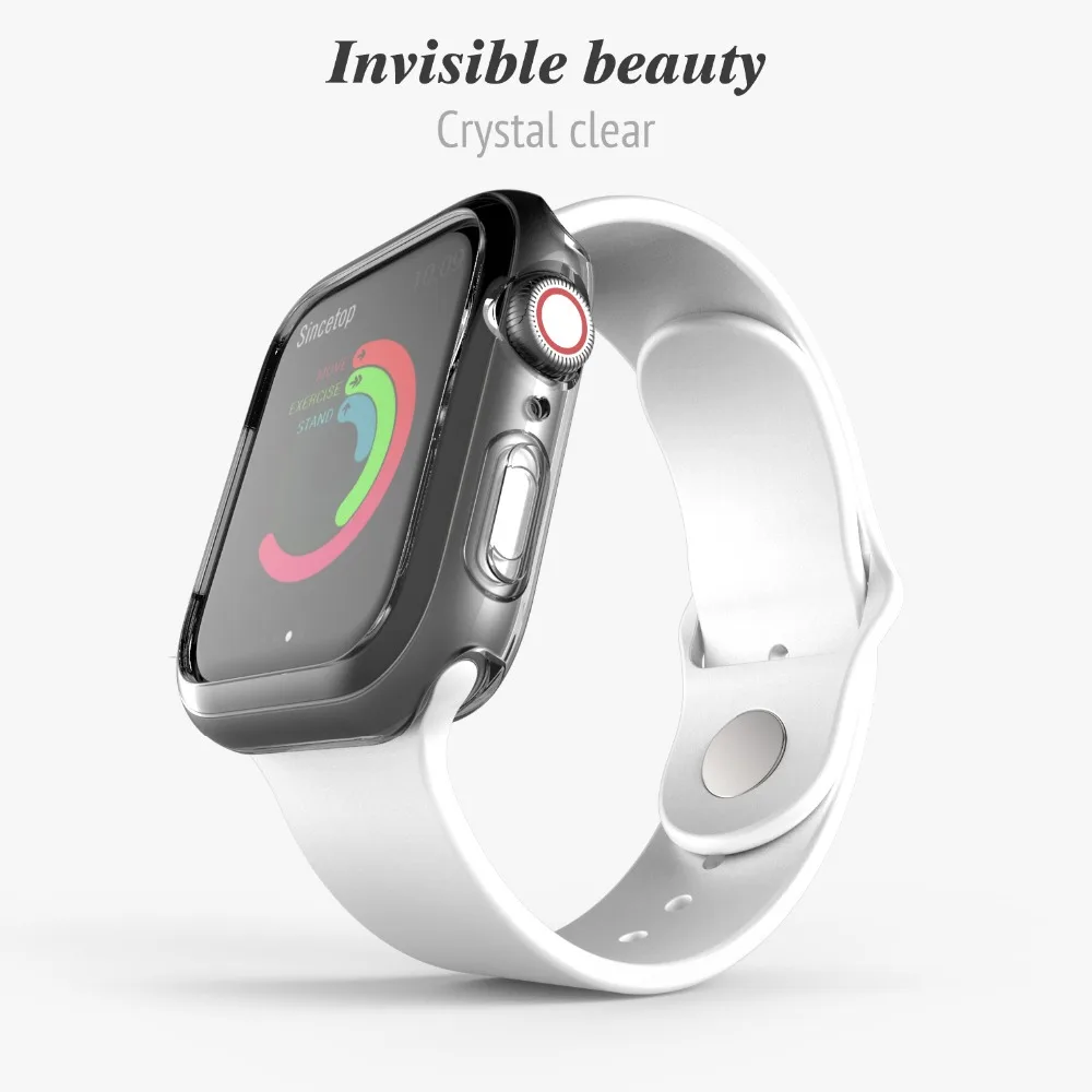 Силиконовый мягкий чехол для Apple Watch series 4, 44 мм, 40 мм, защитные чехлы из ТПУ для iWatch, универсальная крышка, ультратонкая прозрачная рамка