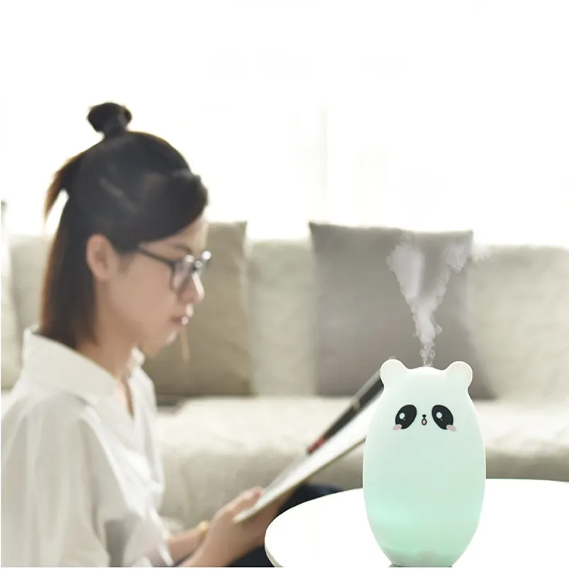 Creative Led Lamp Cool Mist Air Diffuser Humidifier LED Night Light Bedroom Office Home Decor Bedside Lamp Lamparas 40JY3008
