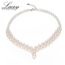 Пресноводное свадебное многослойное колье с двойным жемчугом для женщин, белое жемчужное ожерелье, хорошее ювелирное изделие, подарок маме на день рождения