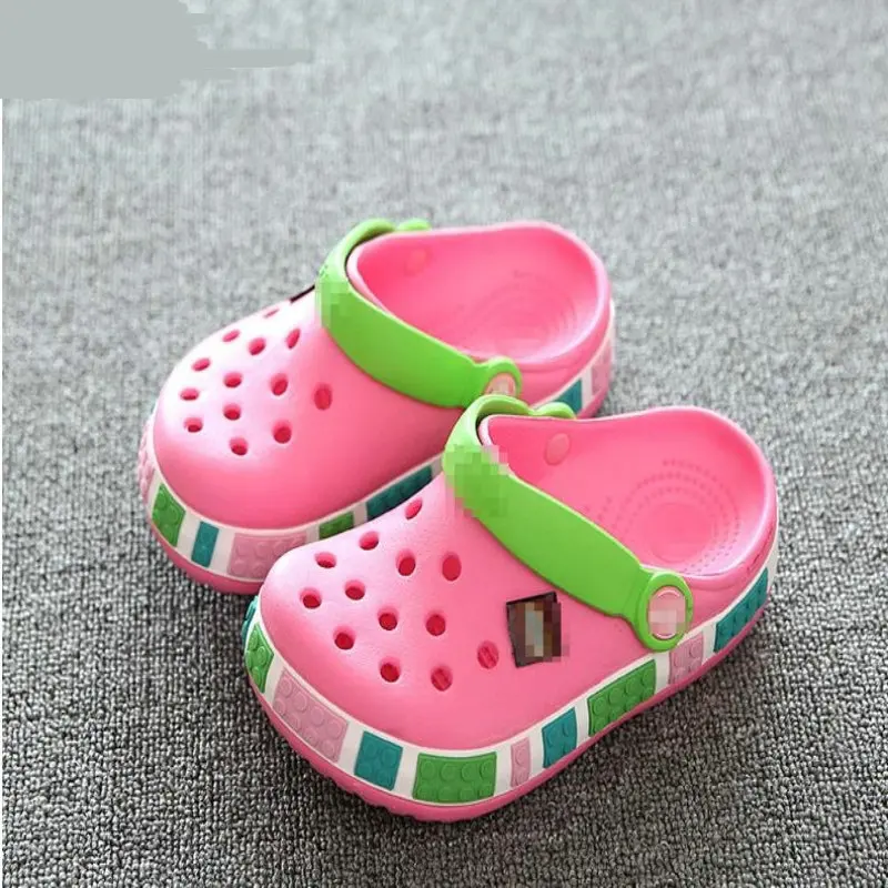 Летние детские пляжные сандалии для девочек и мальчиков, детские резиновые сабо, тапочки, дышащие для детей 4-12 лет - Цвет: Pink