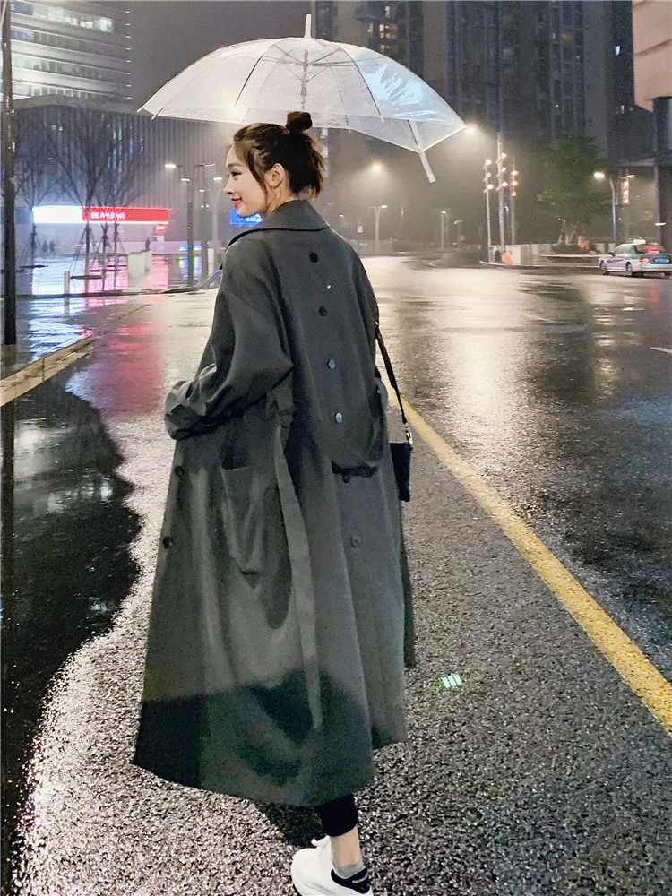 DEAT модная ветровка Женская корейский стиль Новинка весна и осень пальто для женщин сплошной цвет Женская одежда AG420