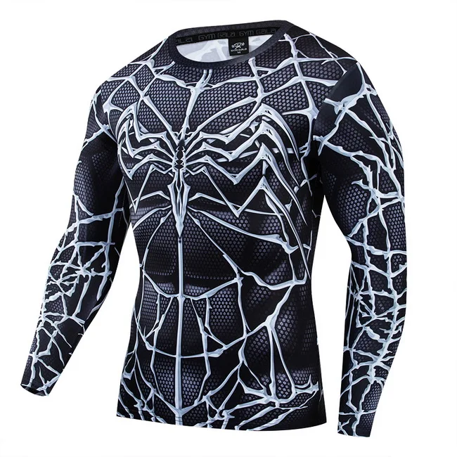t shirt men Brand compression shirt Fitness 3d print pattern fashion Slim fit style autumn Long sleeve - Цвет: CT017